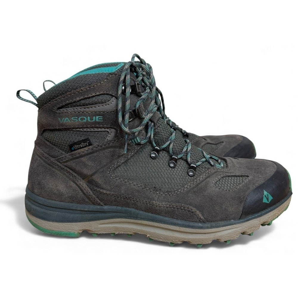 Vasque Mesa Trek‎ Hiking Boots Womens 8 M Gray Teal Suede Ultradry Waterproof